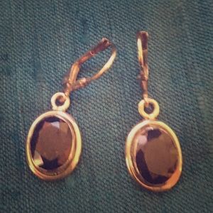 classic Sterling Silver Garnet oval danglers